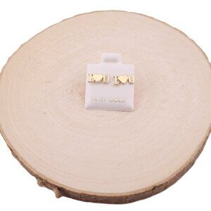Timeless Jewelry Women's 14K Yellow Gold Love Stud Earrings "I Heart U" Design**